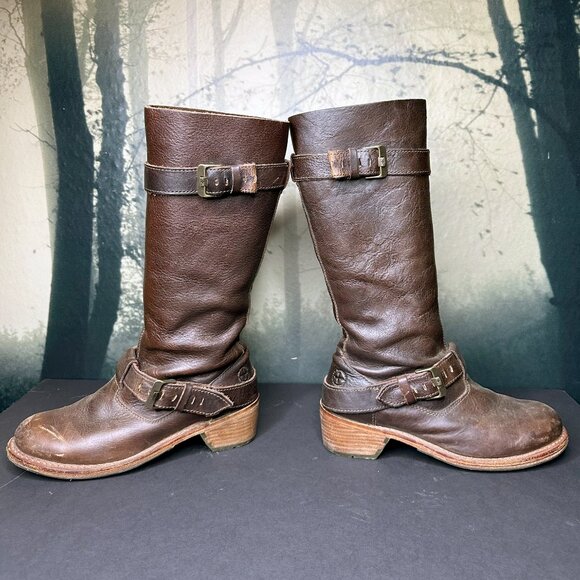 Dr. Martens Brown Leather Buckle Harness Biker Boots Tall Docs US 8 UK 6 - Picture 6 of 10